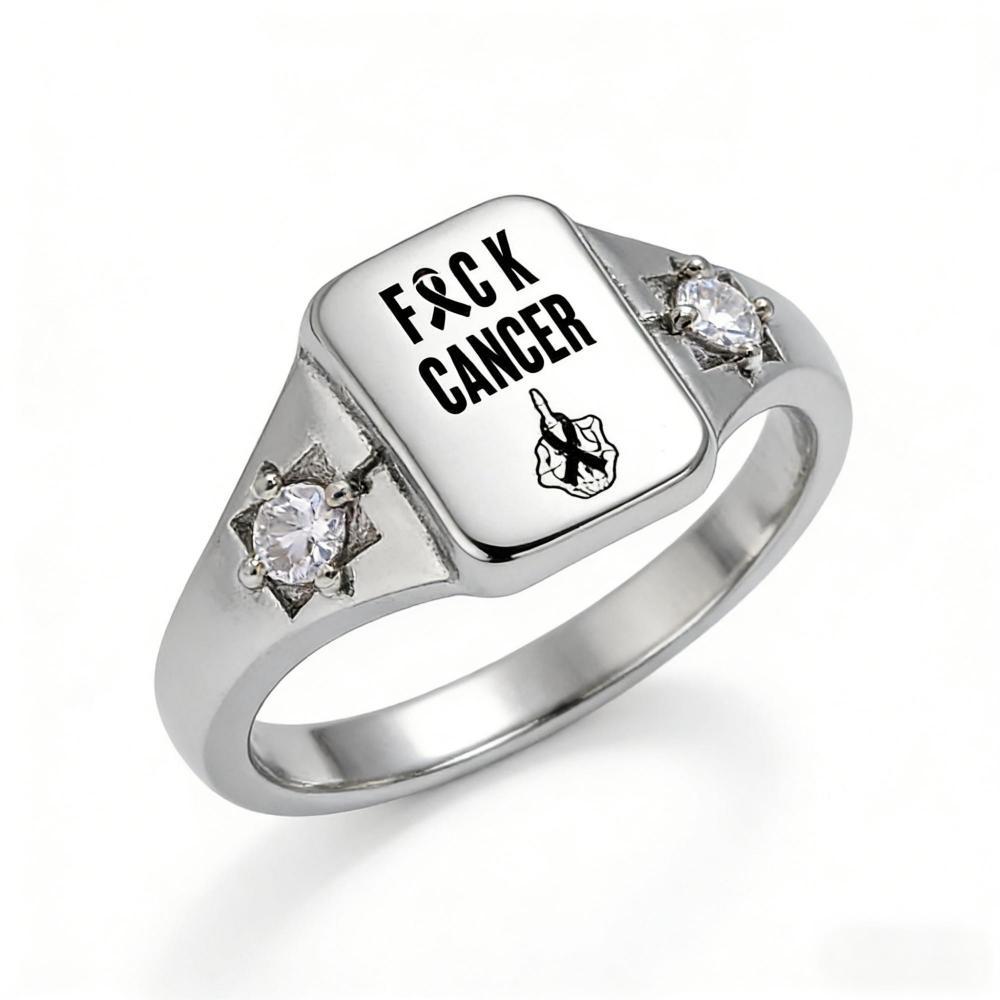 S925 FUCK Cancer Warrior Ring