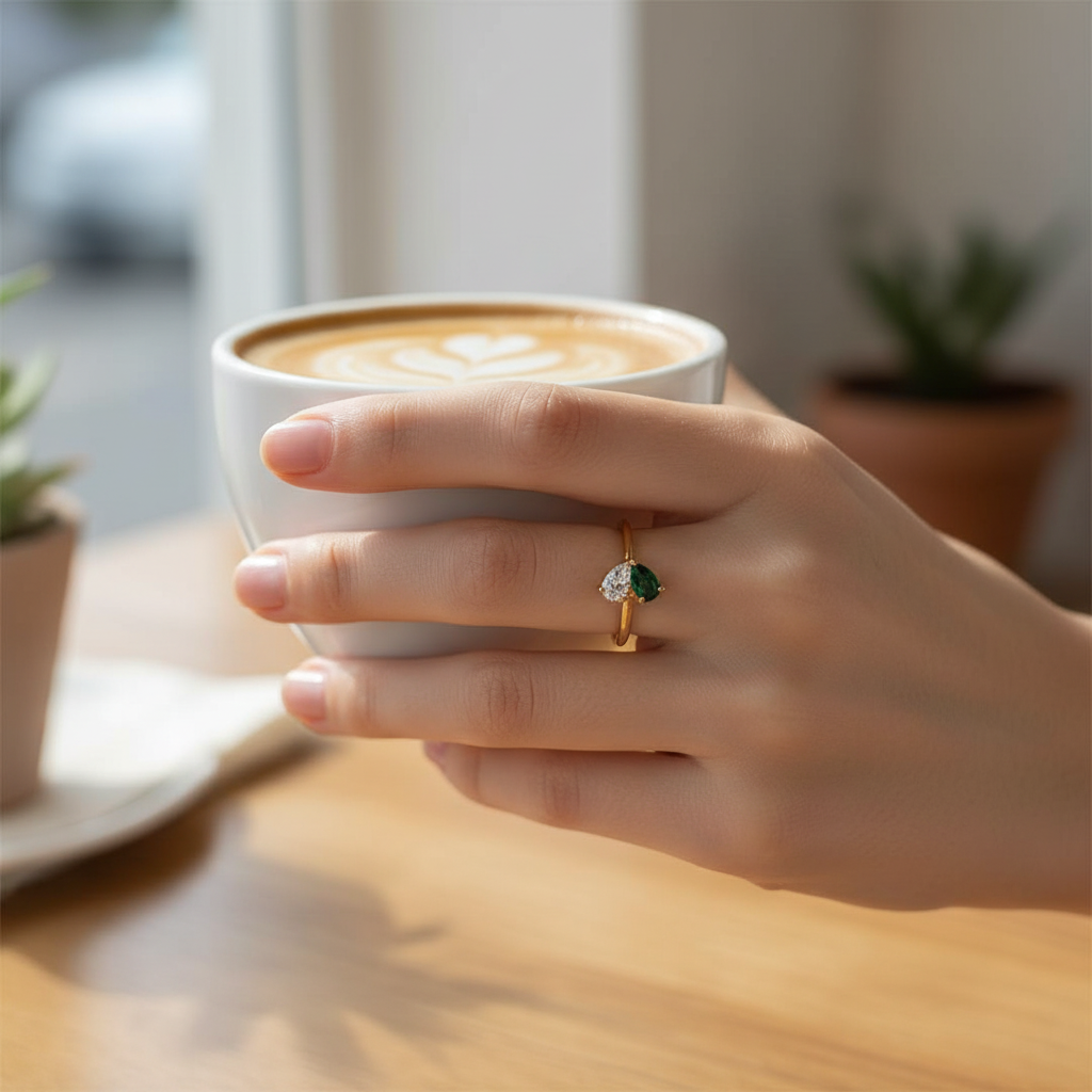 Mother & Daughter Customized Birthstones Heart Ring