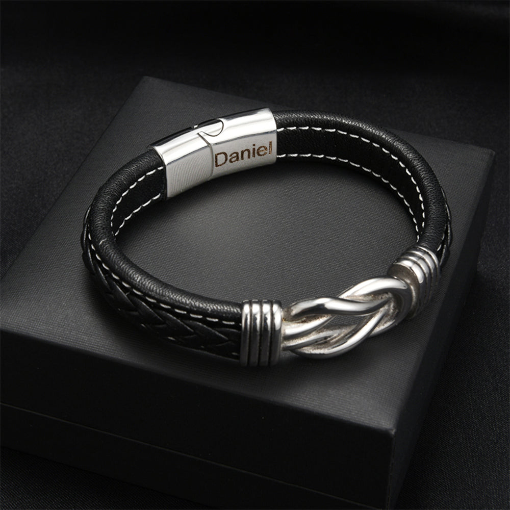 For Grandson - Grandmother and Grandson Forever Linked Together Black Knot Bracelet