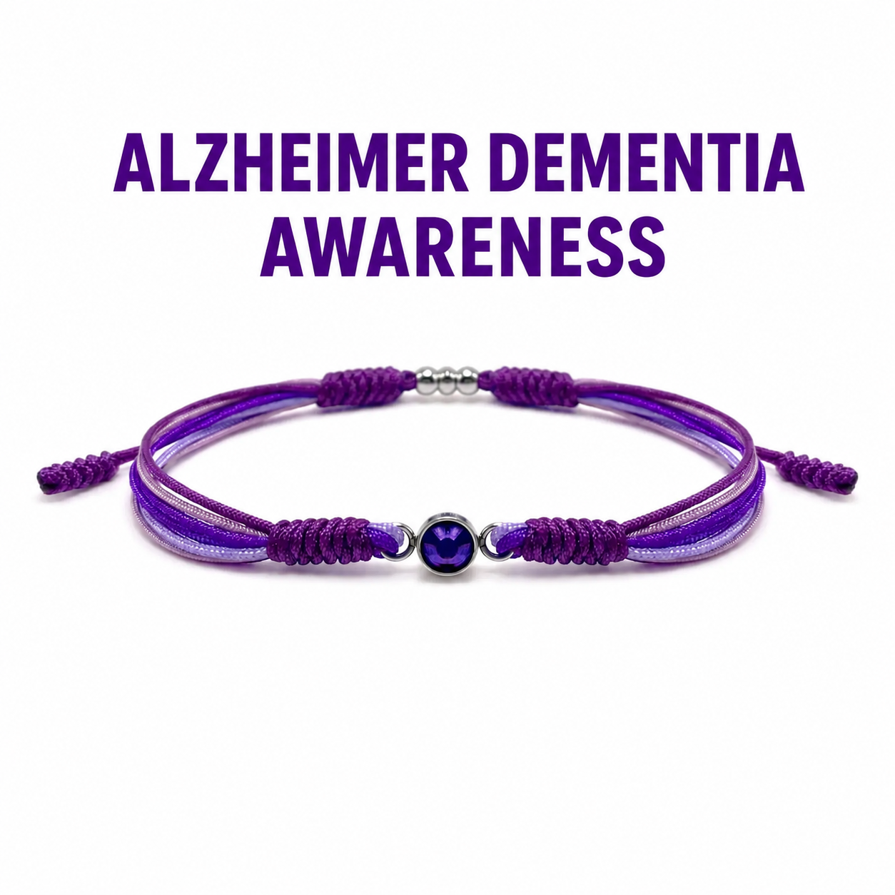 Alzheimer Dementia Awareness Diamond Cord Bracelet