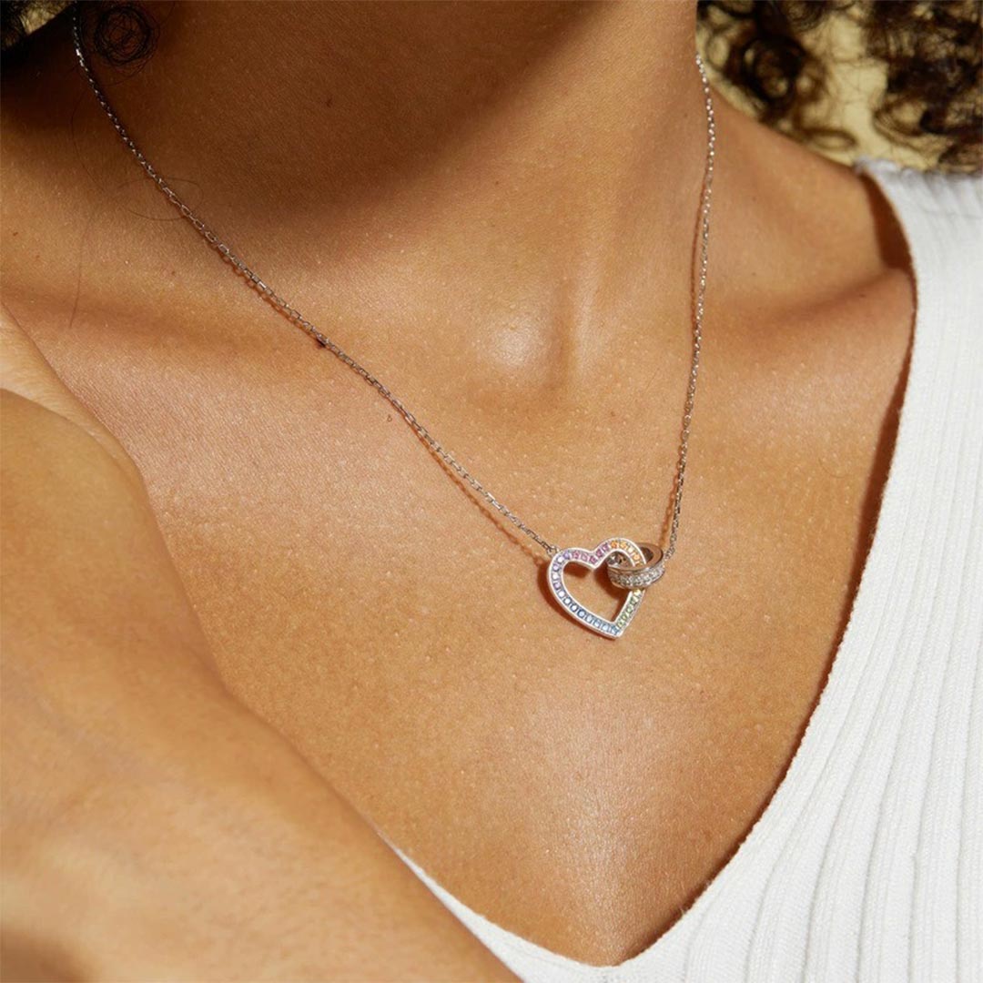 Autism Awareness-Colorful Heart-Link Circle Necklace
