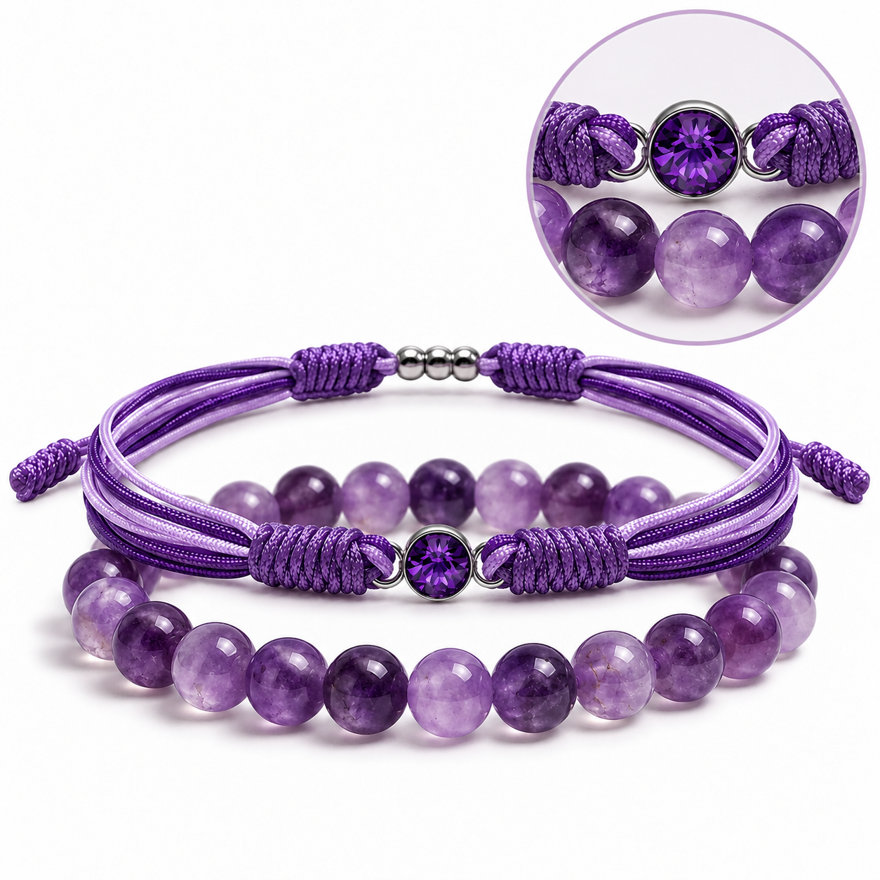 Alzheimer Dementia Awareness Diamond Cord Bracelet Set