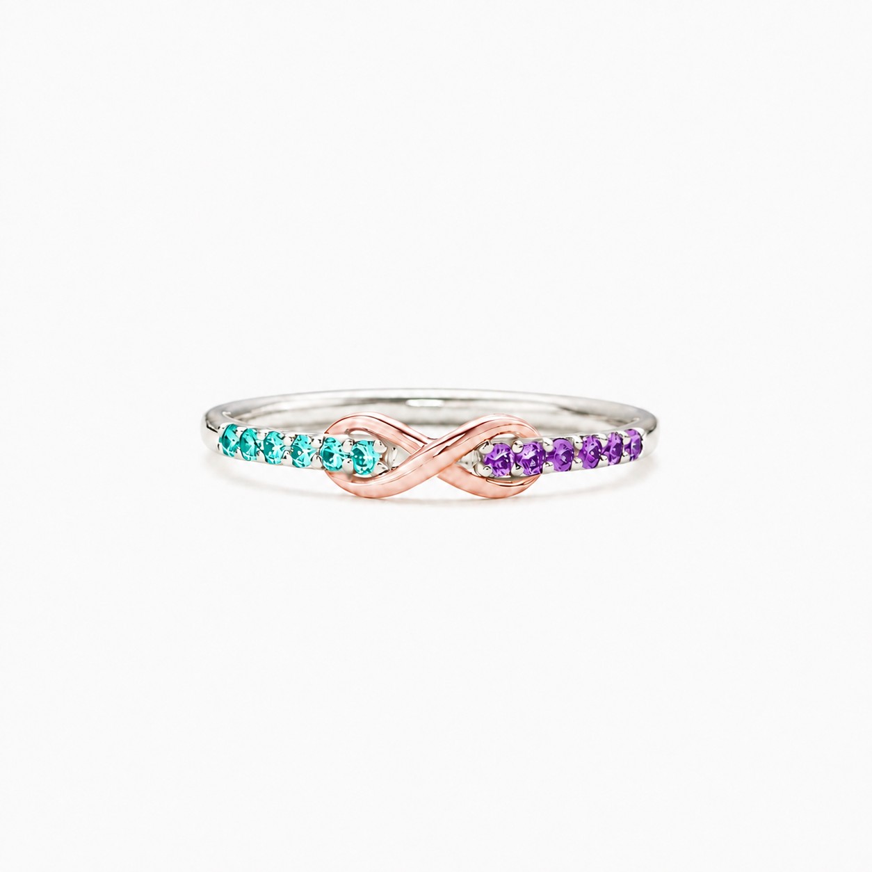 Suicide Prevention Awareness Teal & Purple  Infinity Diamond Ring