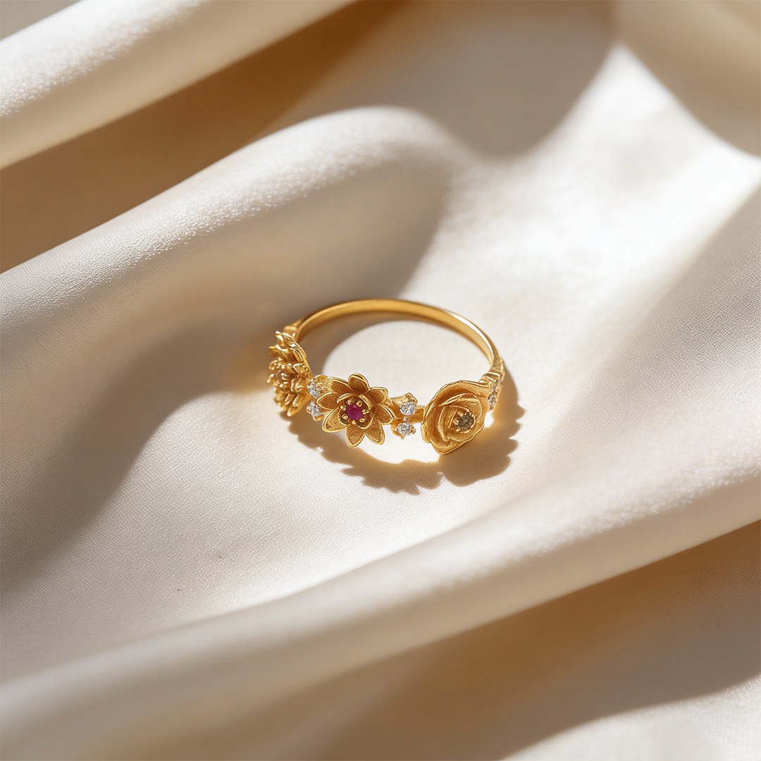 For Mom-3D Birth Flower Personalized Ring