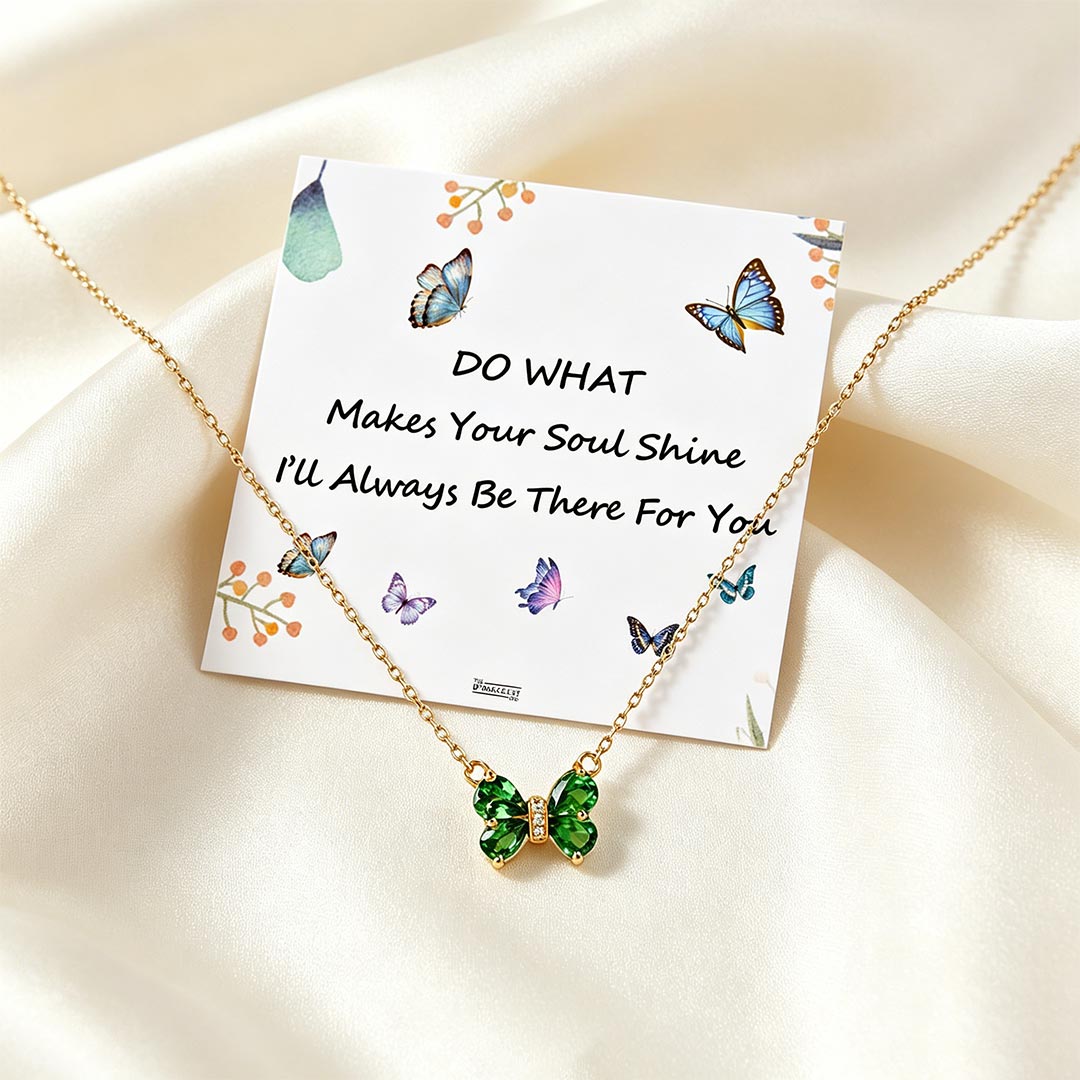 Mental Health Awareness-Green Diamond Butterfly Pendant Necklace