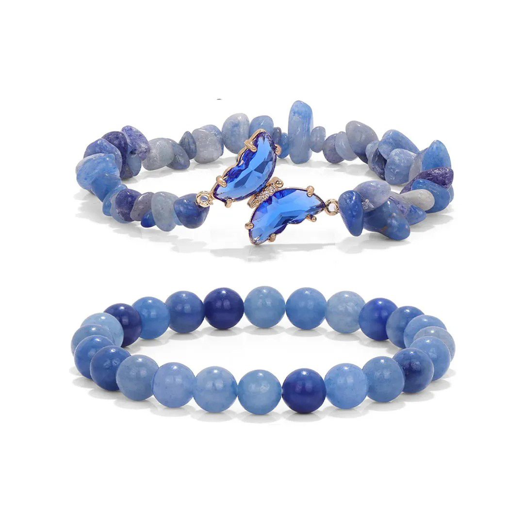 For Memorial-Butterflies are sent from  heaven above Double-layer crystal butterfly bracelet