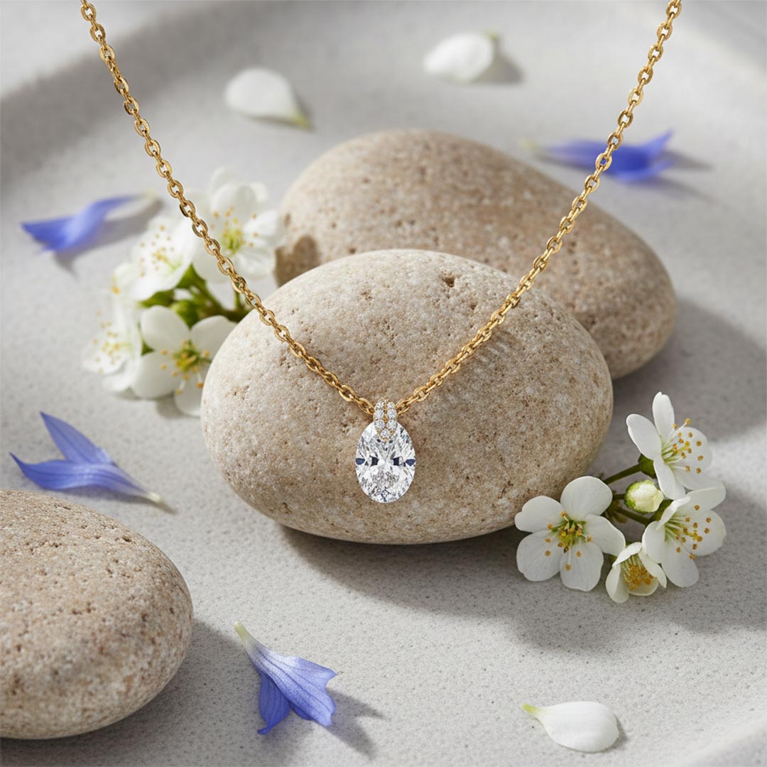 The "Never Alone" Oval Crystal Pendant Necklace