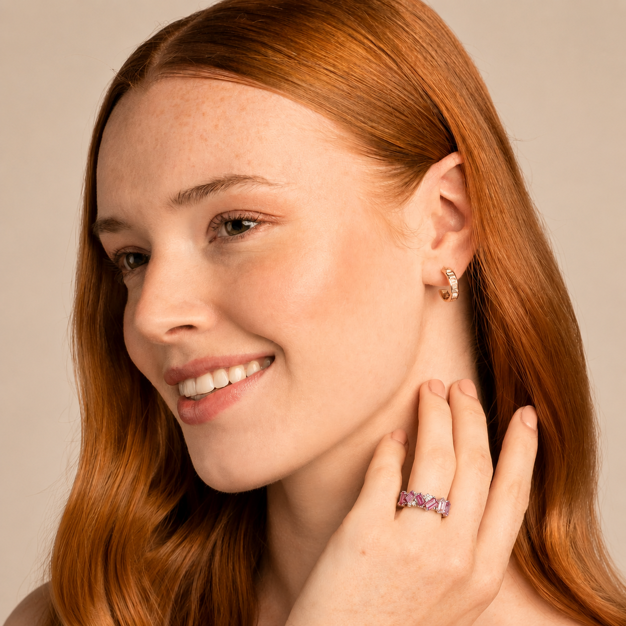 Fuck Perfection Engraved Pink Cubic Zirconia Ring