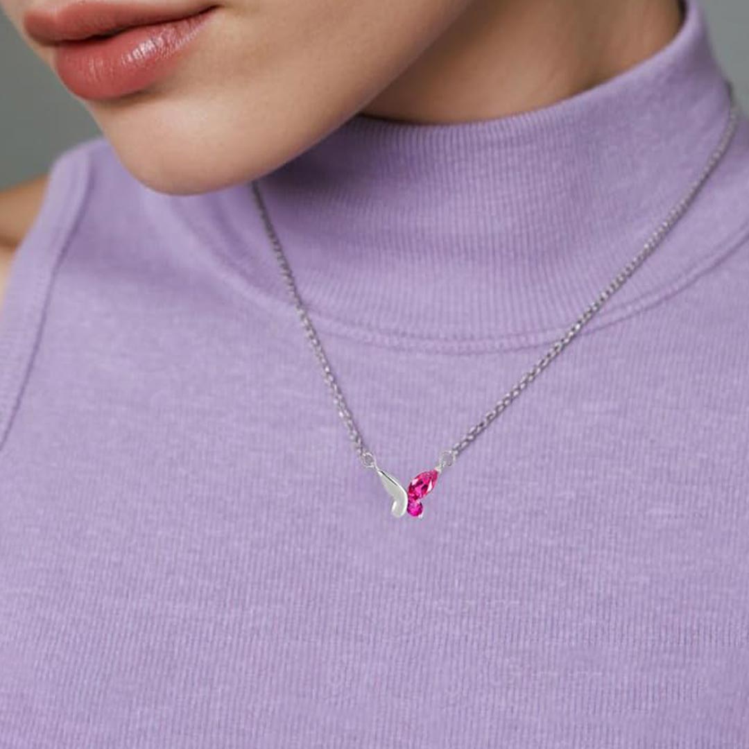 Pink Half Butterfly Necklace