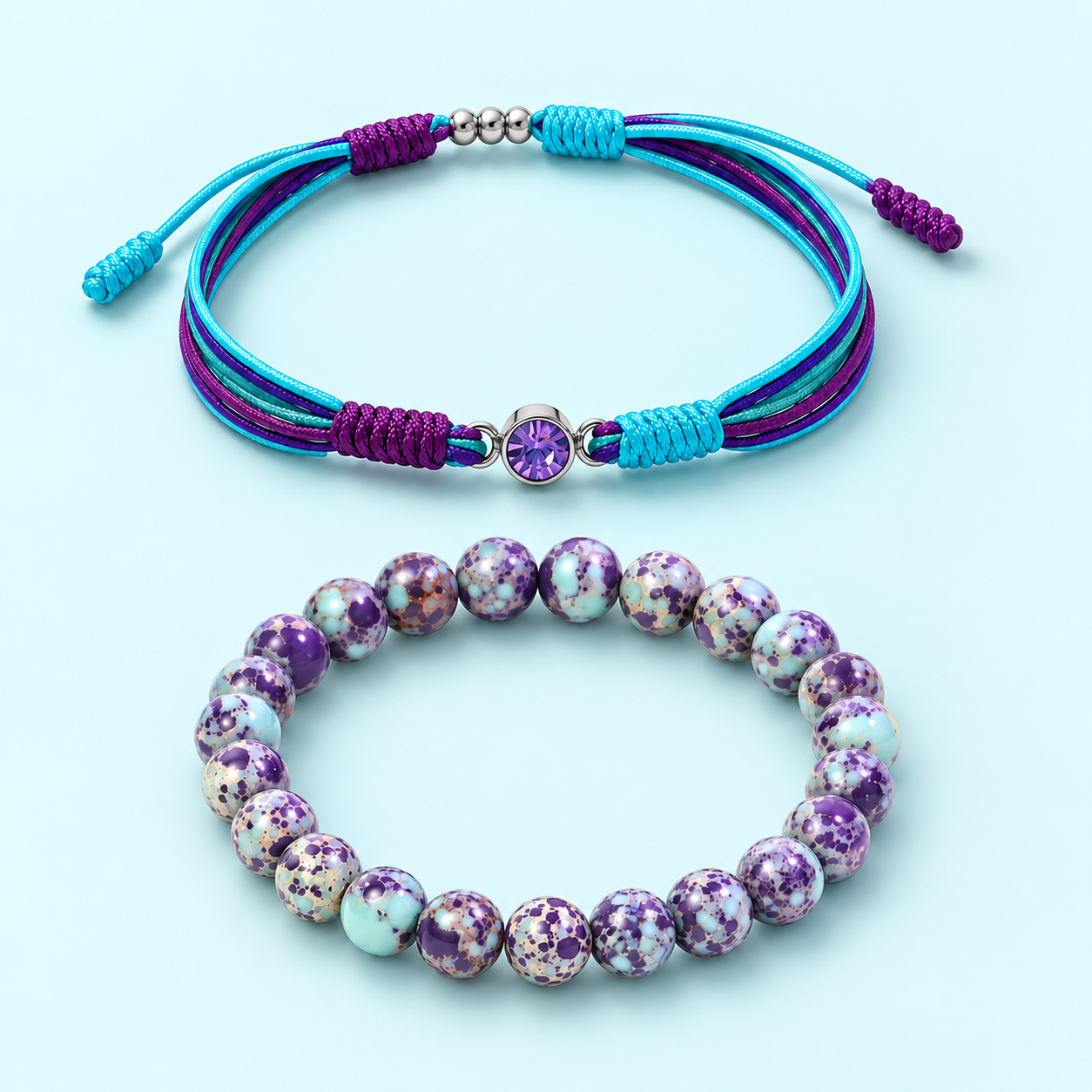 SUICIDE PREVENTION AWARENESS Diamond Cord Bracelet Set