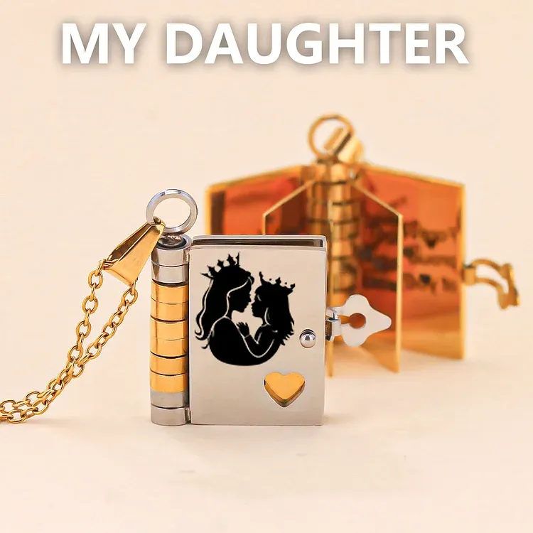 For Daughter - Straighten Your Crown Book Necklace