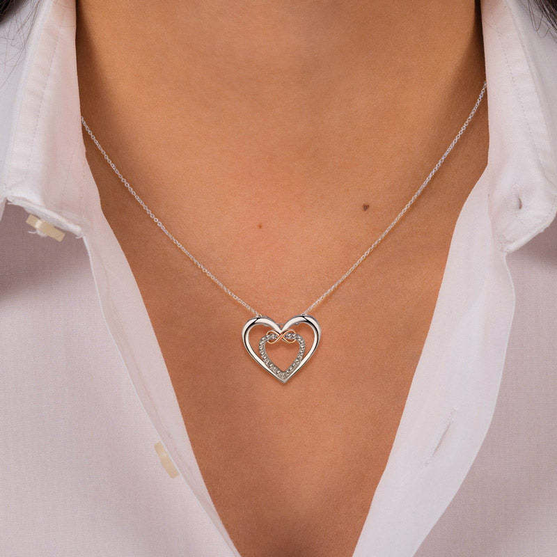 For Granddaughter - S925 Always Keep Me in Your Heart for You are Always in Mine Two hearts Infinity Necklace