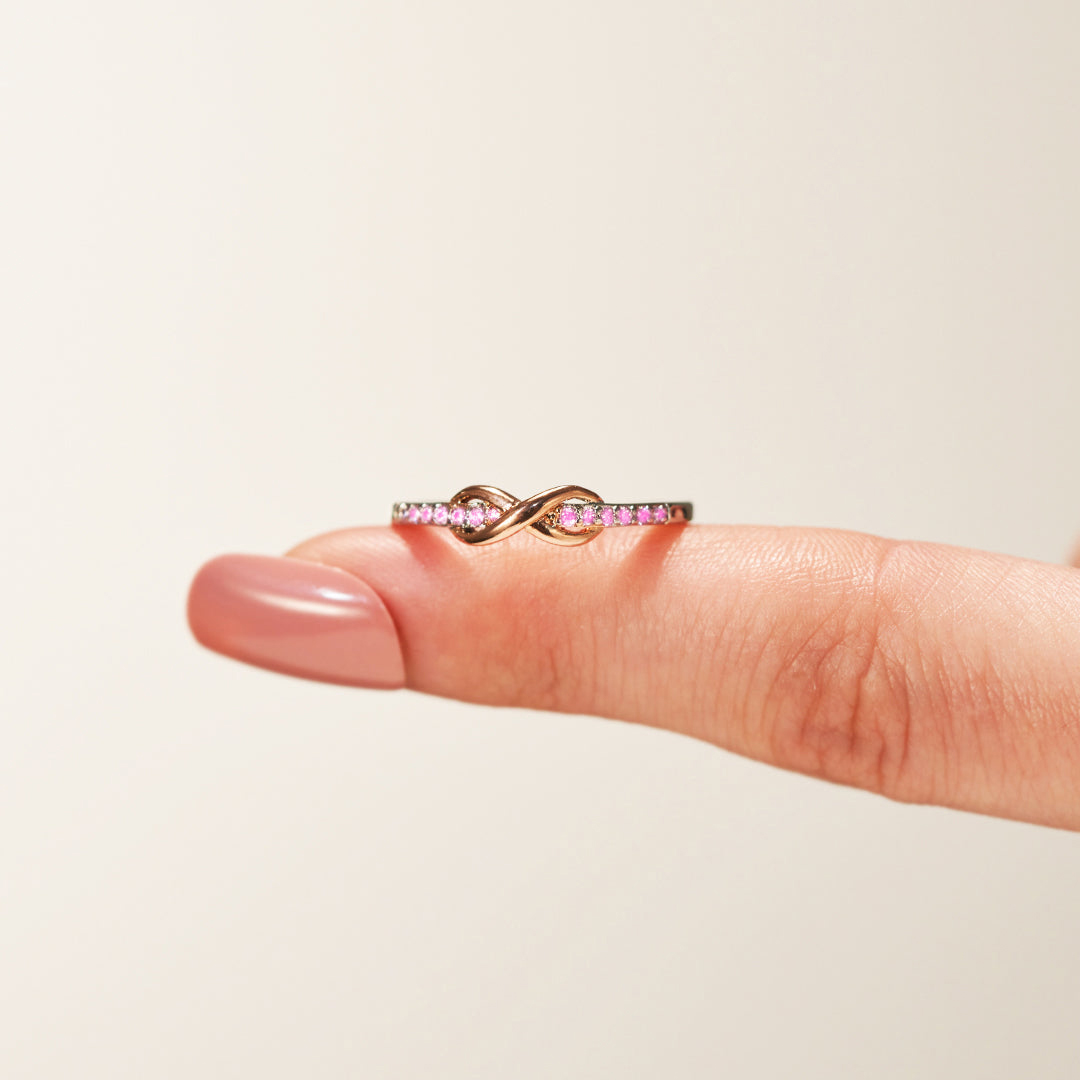 S925 Raise Awareness Of Breast Cancer Pink Infinity Diamond Ring