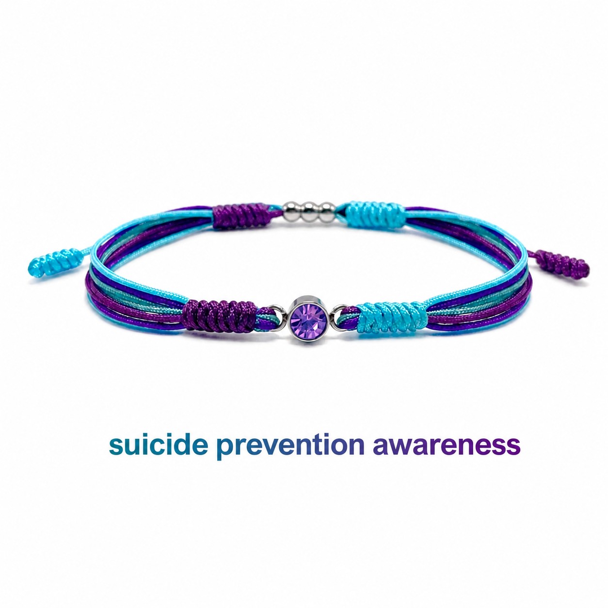 SUICIDE PREVENTION AWARENESS Diamond Cord Bracelet