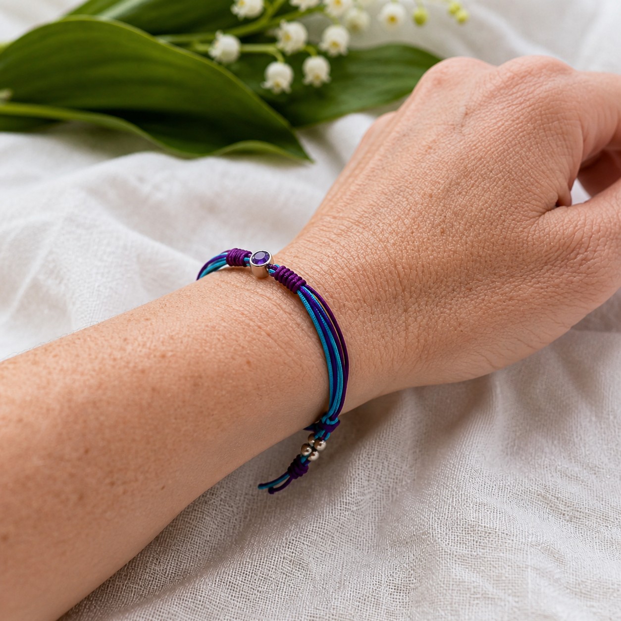 SUICIDE PREVENTION AWARENESS Diamond Cord Bracelet