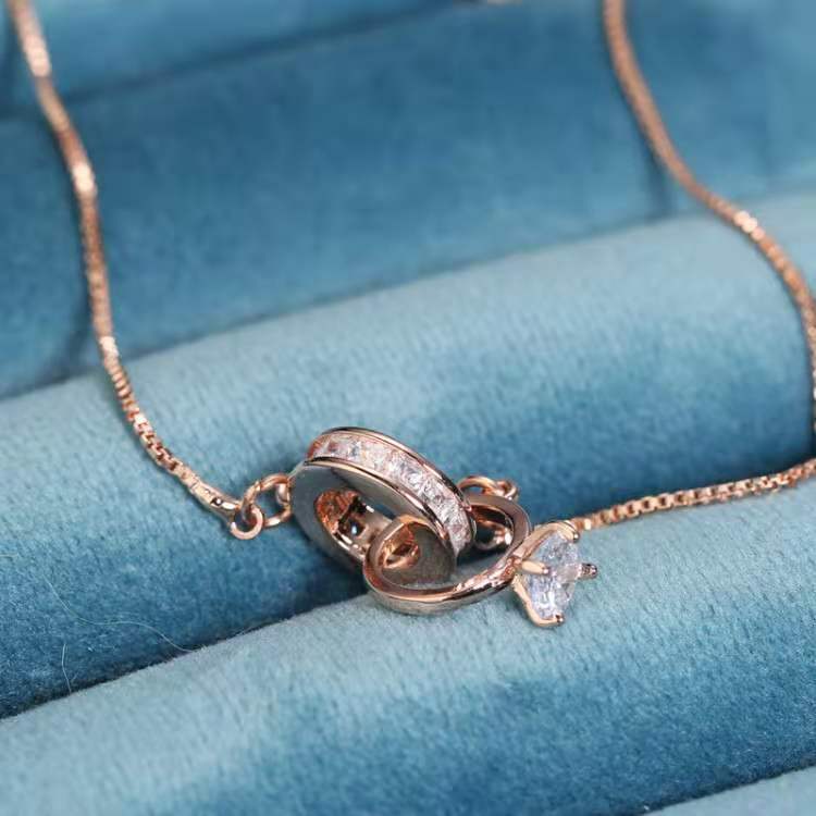 For Wife - S925 Through All Of Life's Journeys We Are One Heart Interlocking Diamond Bracelet