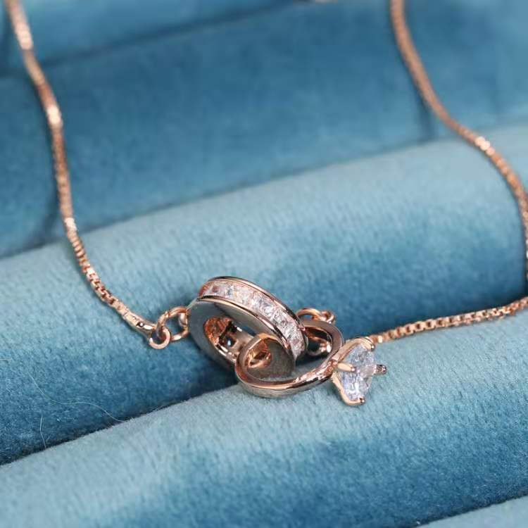 For Wife - S925 Through All Of Life's Journeys We Are One Heart Interlocking Diamond Bracelet