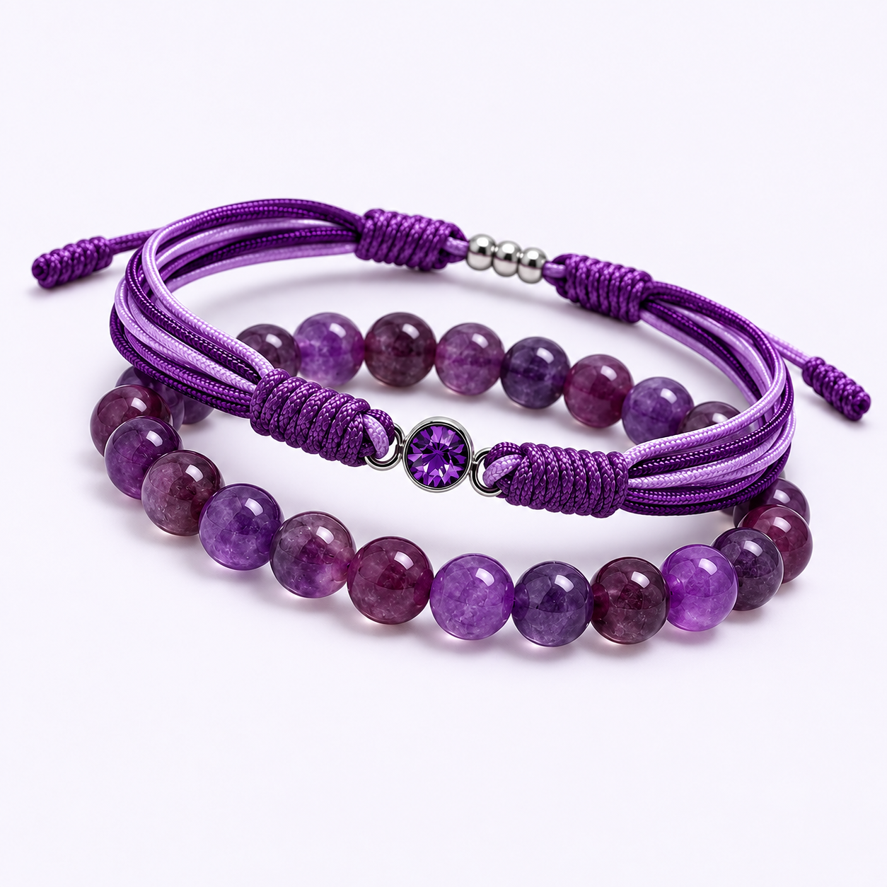 Alzheimer Dementia Awareness Diamond Cord Bracelet Set