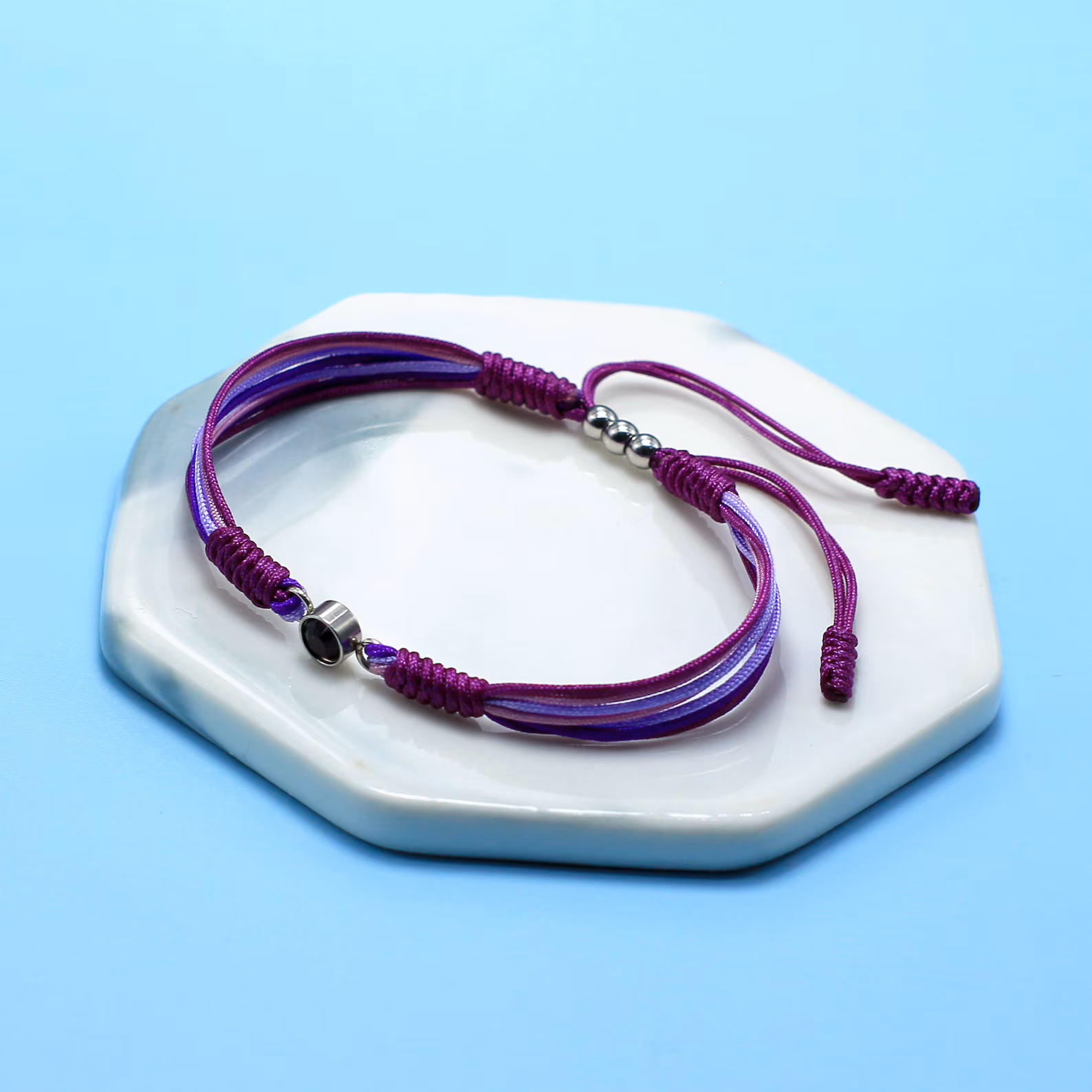 Alzheimer Dementia Awareness Diamond Cord Bracelet
