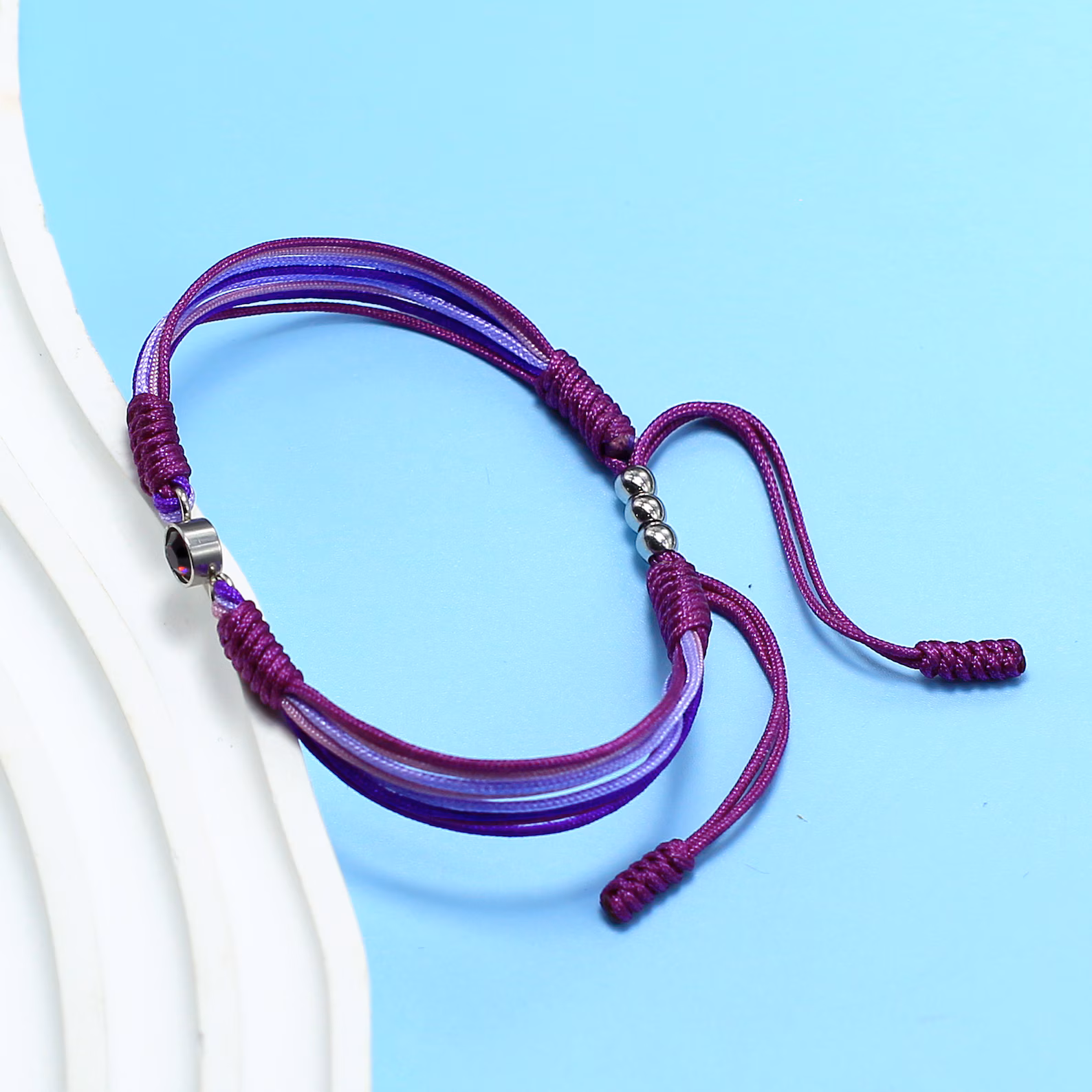 Alzheimer Dementia Awareness Diamond Cord Bracelet
