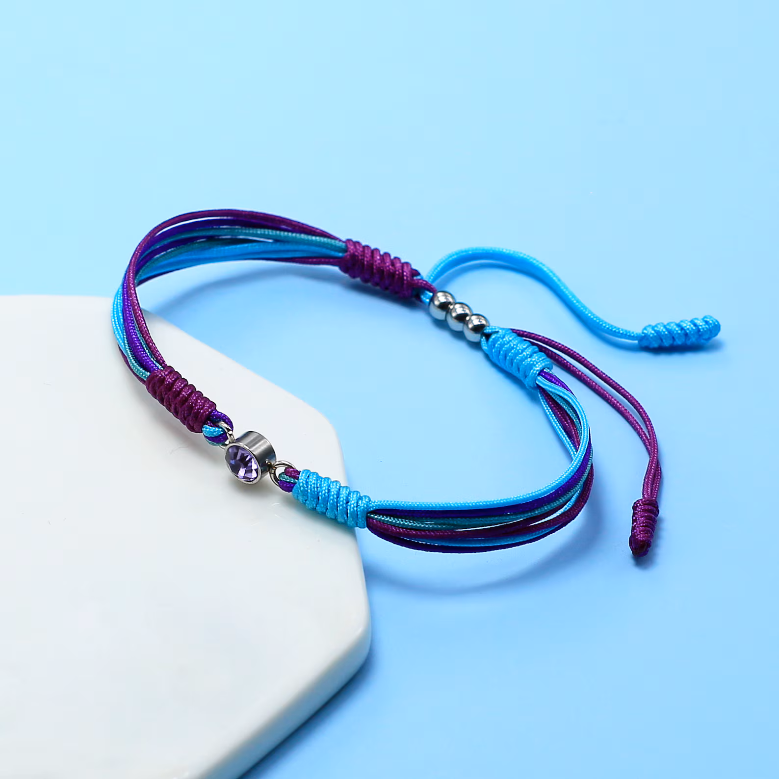 SUICIDE PREVENTION AWARENESS Diamond Cord Bracelet