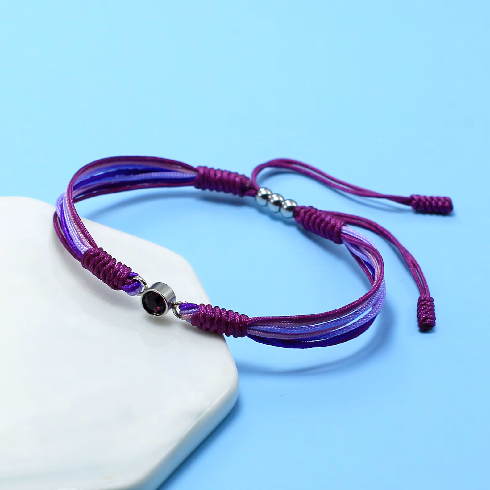 Alzheimer Dementia Awareness Diamond Cord Bracelet