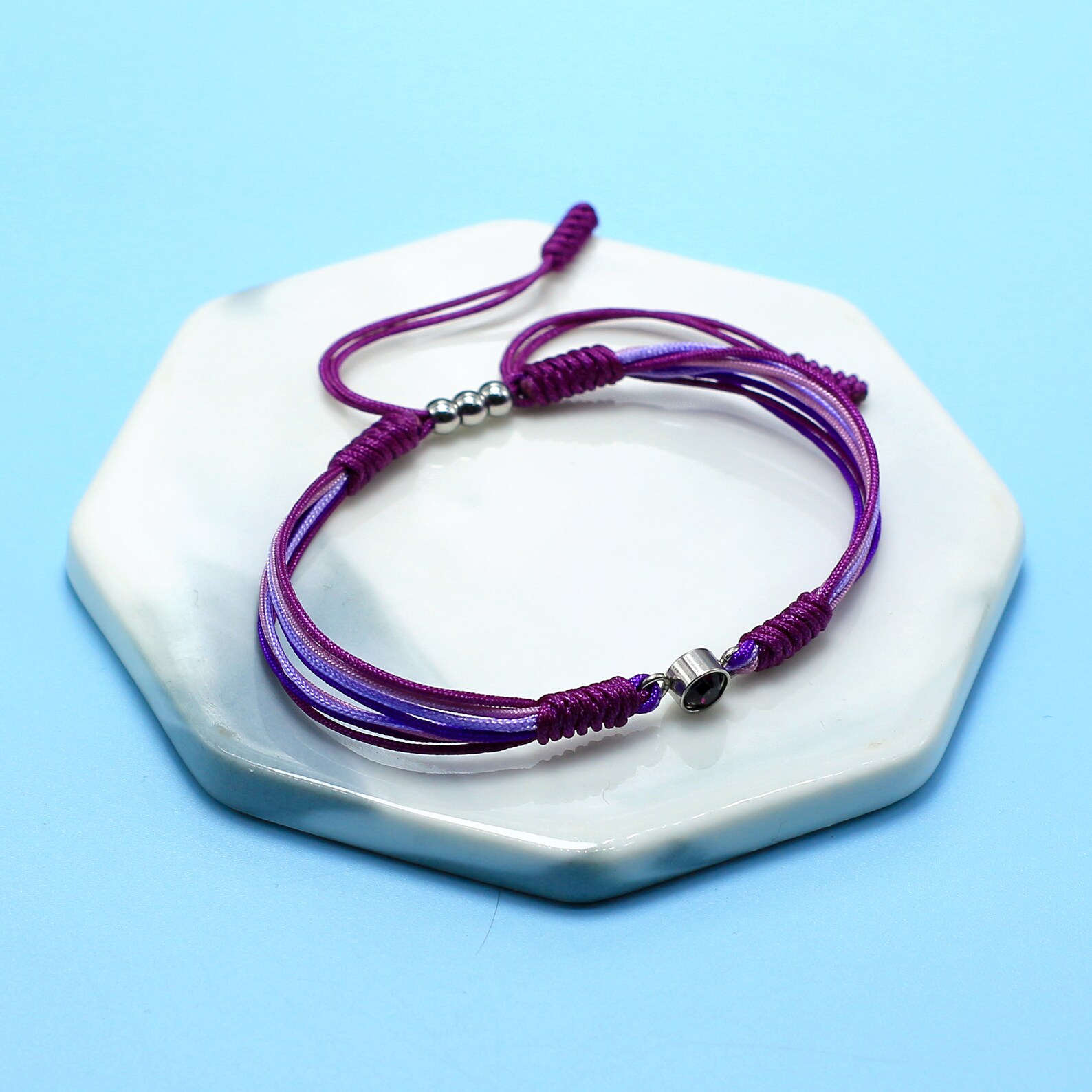 Alzheimer Dementia Awareness Diamond Cord Bracelet