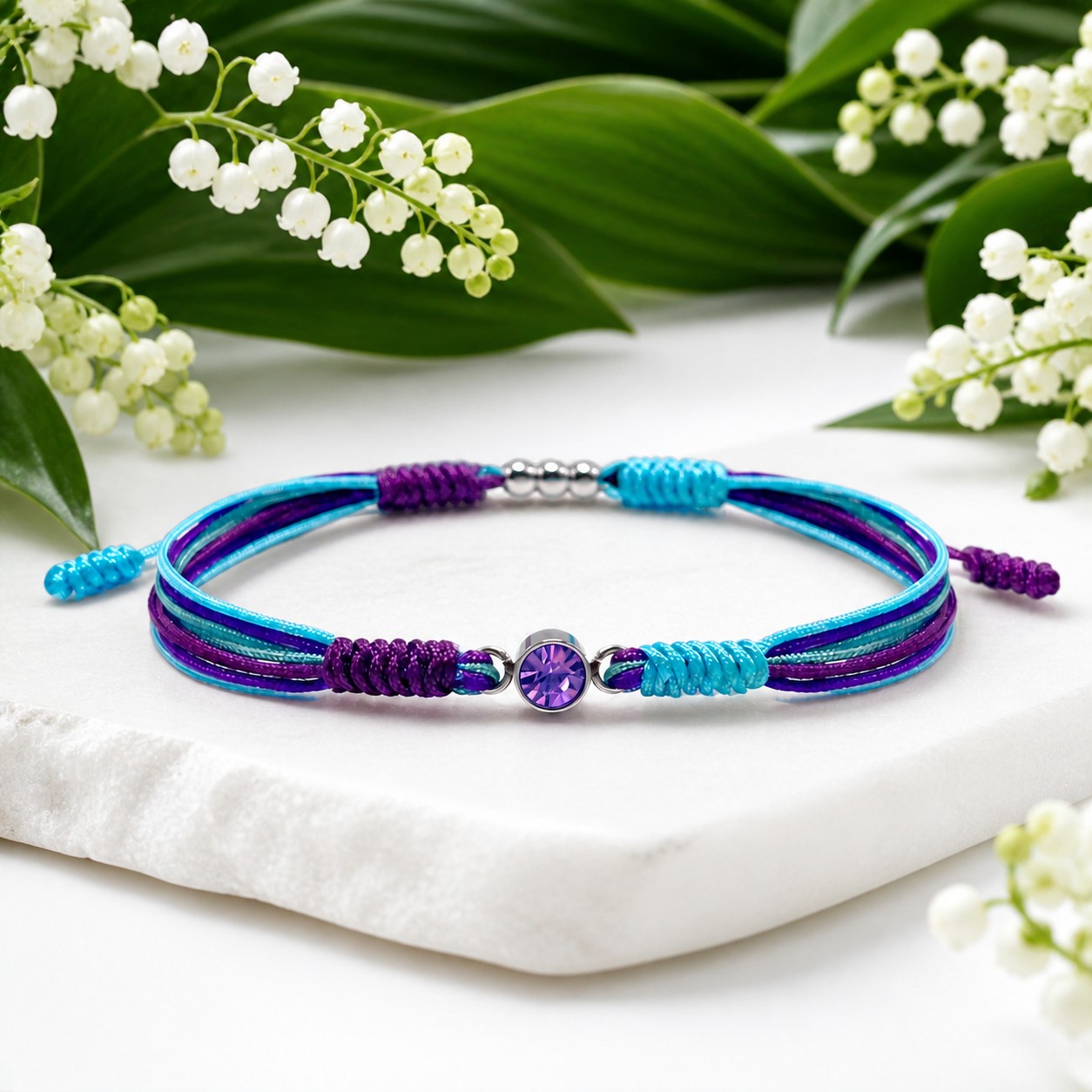 SUICIDE PREVENTION AWARENESS Diamond Cord Bracelet