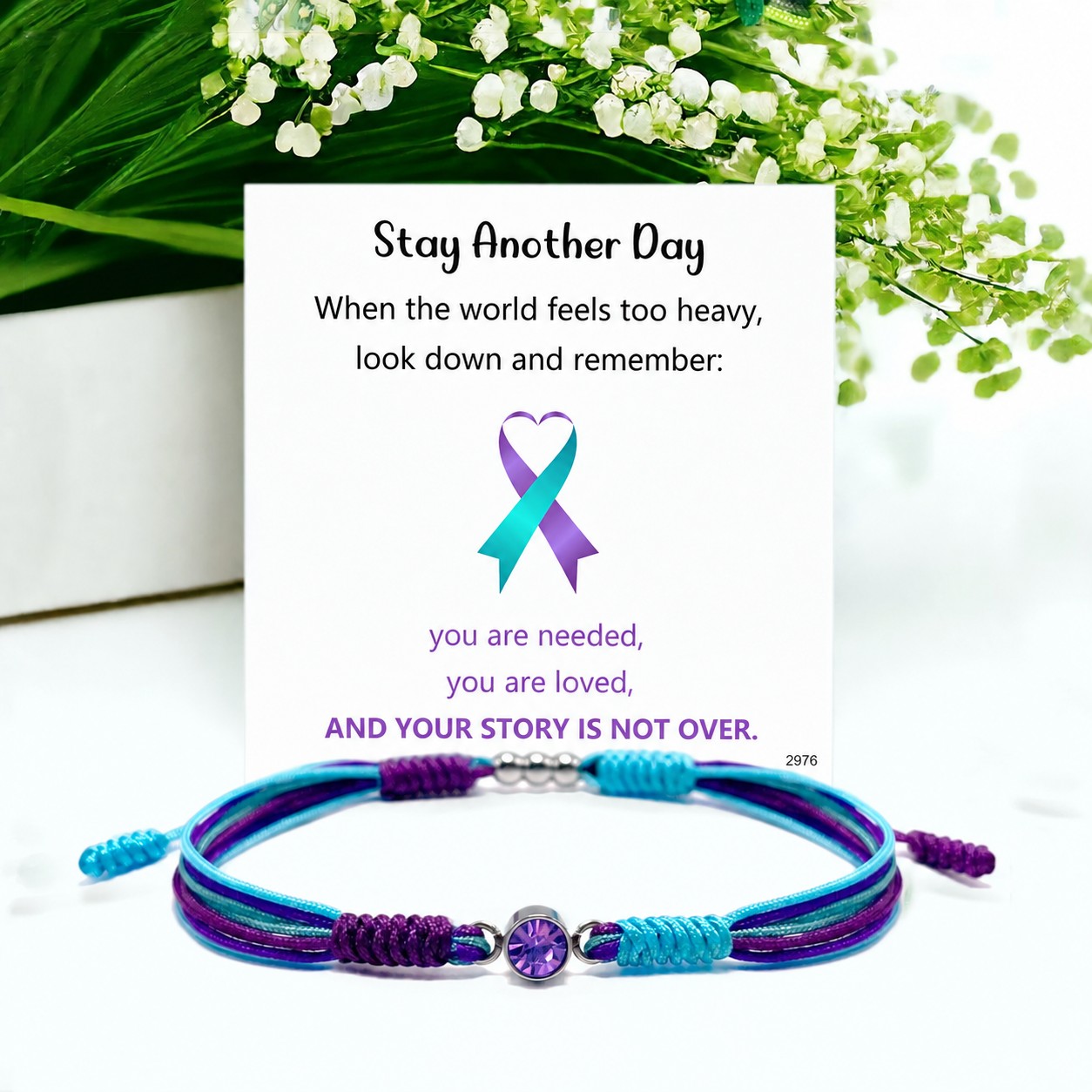 SUICIDE PREVENTION AWARENESS Diamond Cord Bracelet