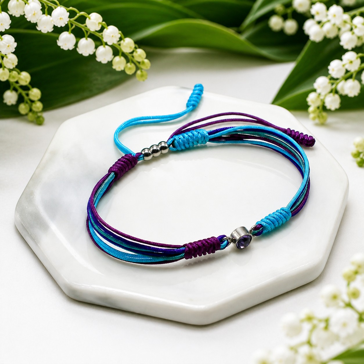SUICIDE PREVENTION AWARENESS Diamond Cord Bracelet