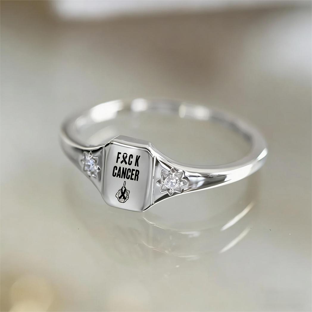 S925 FUCK Cancer Warrior Ring