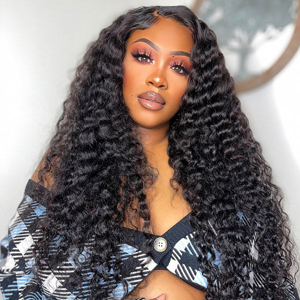 Deep Wave Hair Wigs 13x4 Lace Front Wig Indian Hair Deep Curly Wig