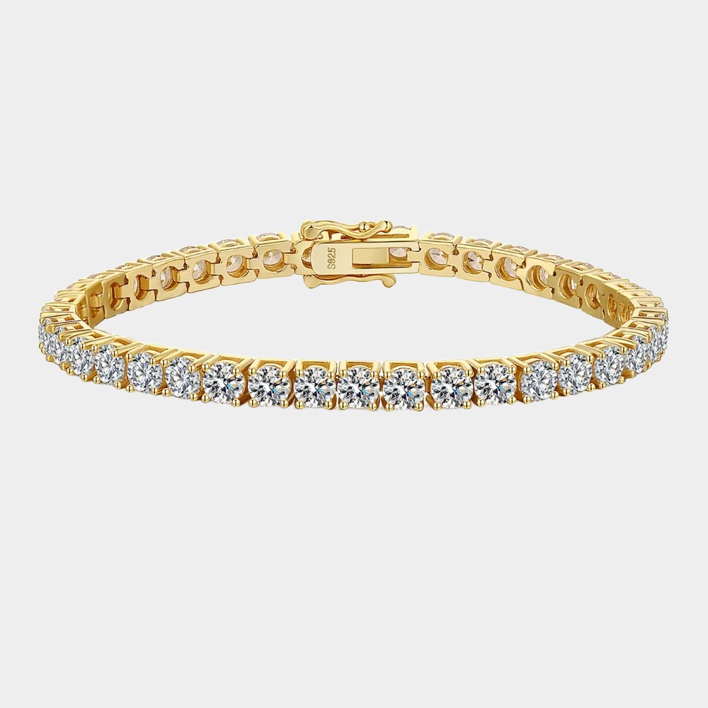 14k Gold Plated Cubic Zirconia Tennis Bracelet | Size 6.5-7.5 Inch-Birthstone Jewelry