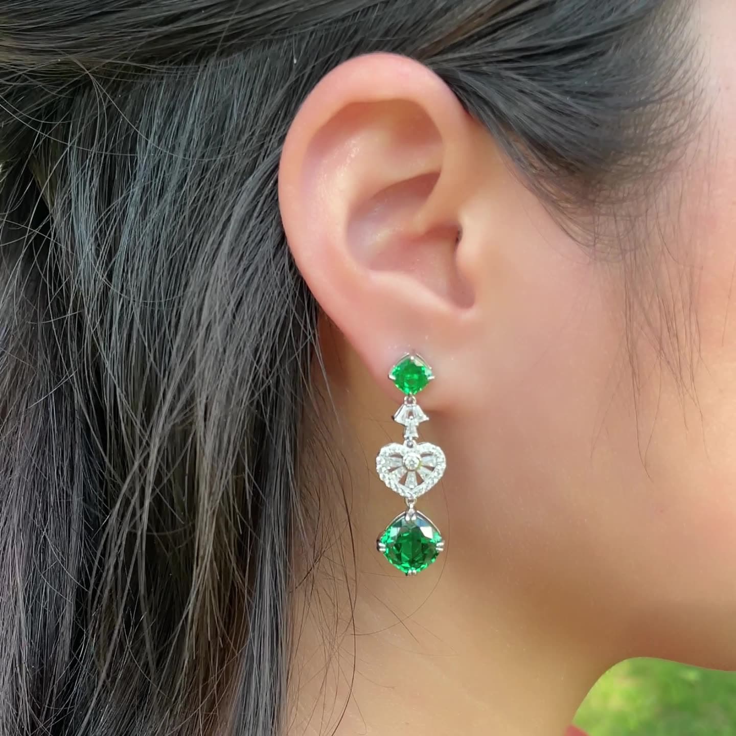 Sapphire Drop Earrings S925 Sterling Silver with Lab Created Gemstones