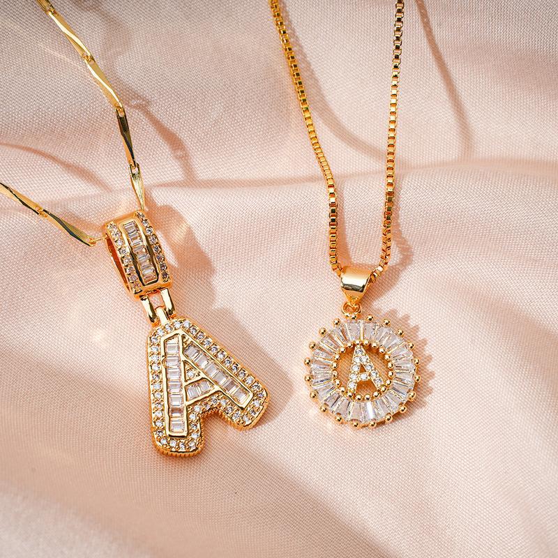 Letter Necklace – Iced Out Double Layer A–Z Alphabet Pendant Necklace