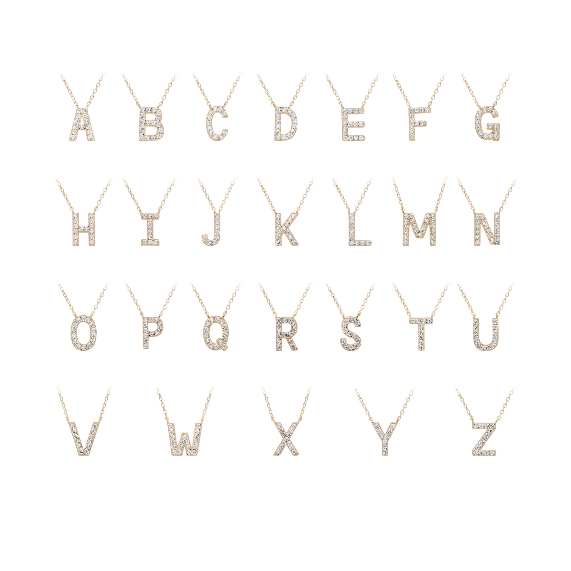 Initial Necklace – S925 Sterling Silver Dainty Pave Alphabet Pendant Necklace