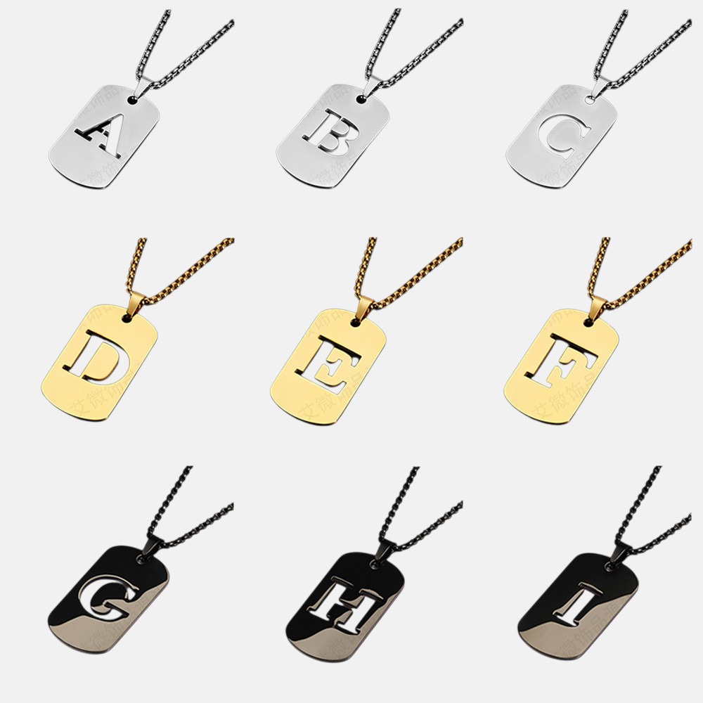 Initial Necklace – Stainless Steel Cutout Alphabet Letter Pendant