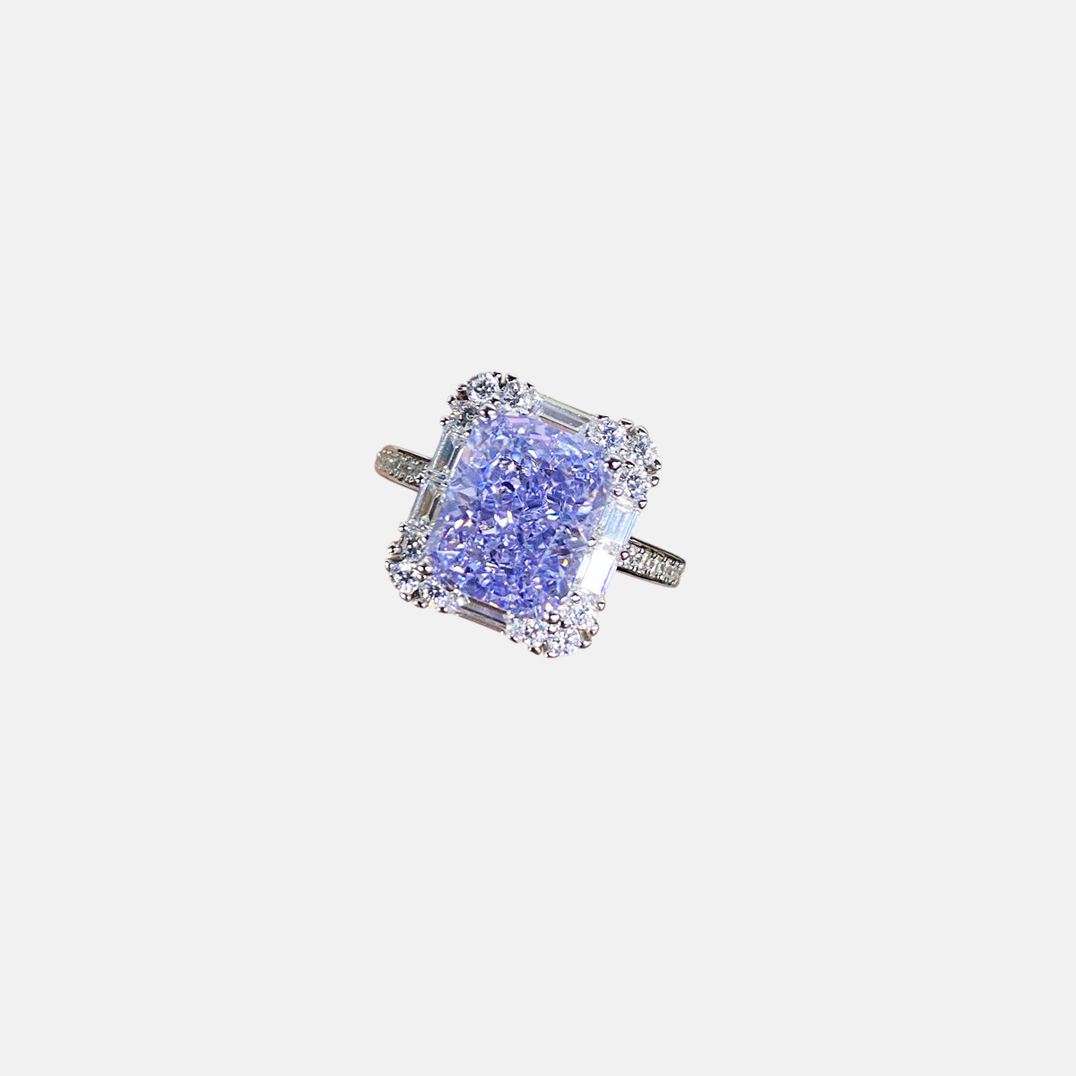Ice-Cut Square Amethyst Ring - 925 Sterling Silver