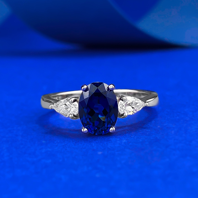 Sapphire Ring – Oval Blue Sapphire S925 Sterling Silver Ring