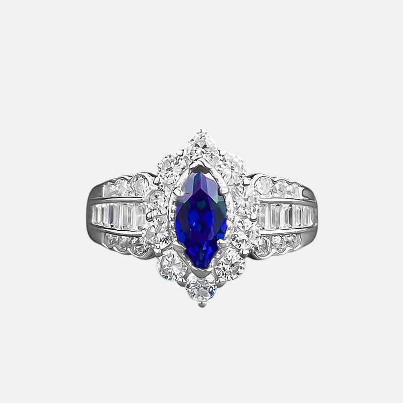 Sapphire Ring – Marquise Royal Blue S925 Sterling Silver Ring