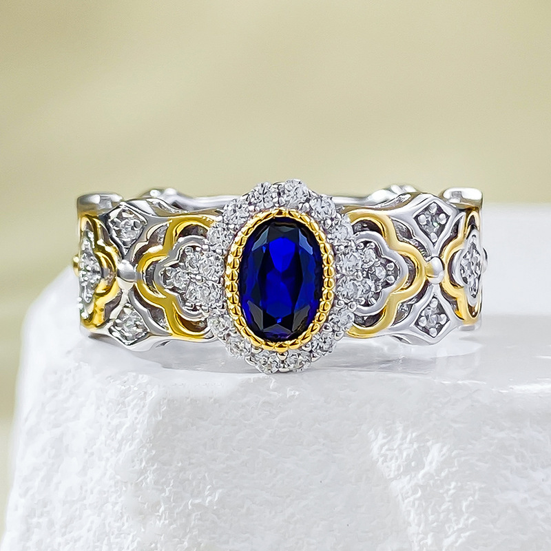 Sapphire Ring – French Romantic Royal Blue S925 Sterling Silver Ring