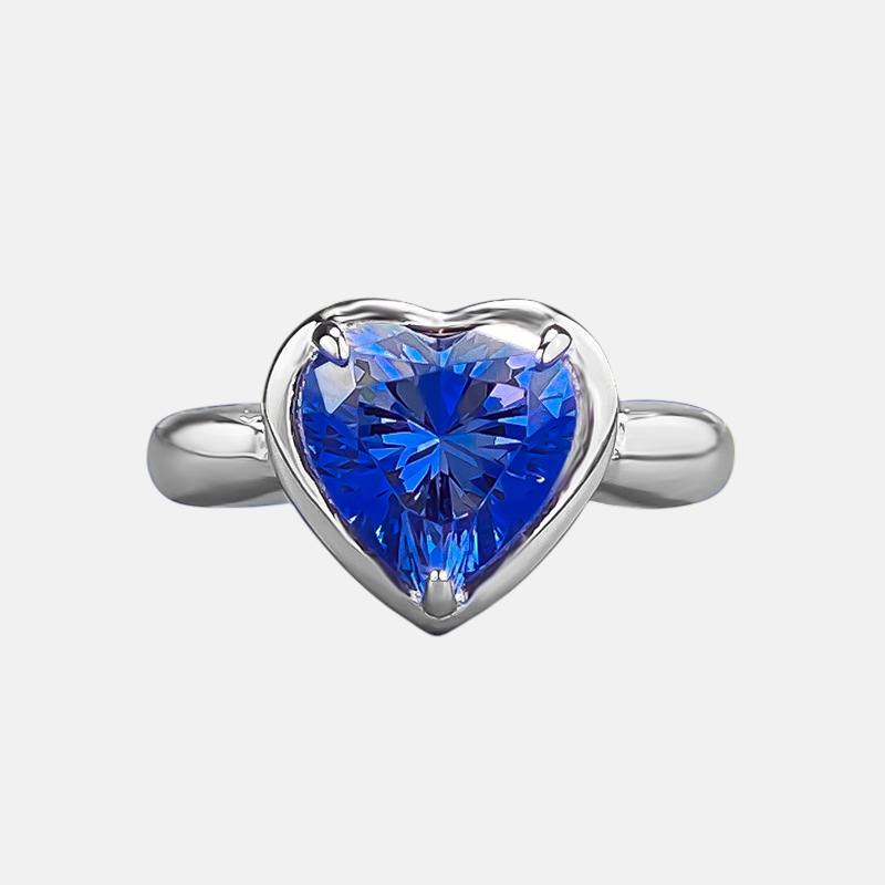 Sapphire Ring – Ocean Heart Tanzanite Blue S925 Sterling Silver Ring