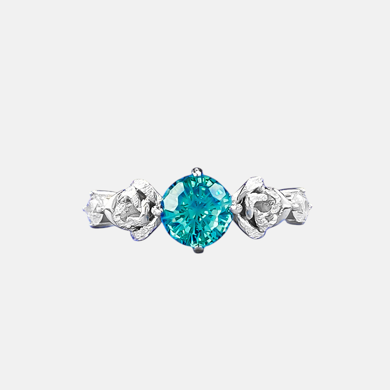 Sapphire Ring – Classic Round Paraiba Blue S925 Silver Ring