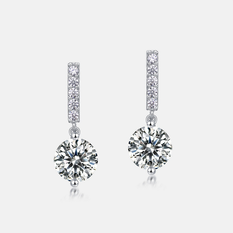 New Sparkling Moissanite Drop Earrings – S925 Silver Prong Set with Colorful Gemstones