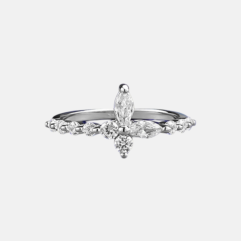 Moissanite Ring - Geometric Butterfly Band in S925 Sterling Silver