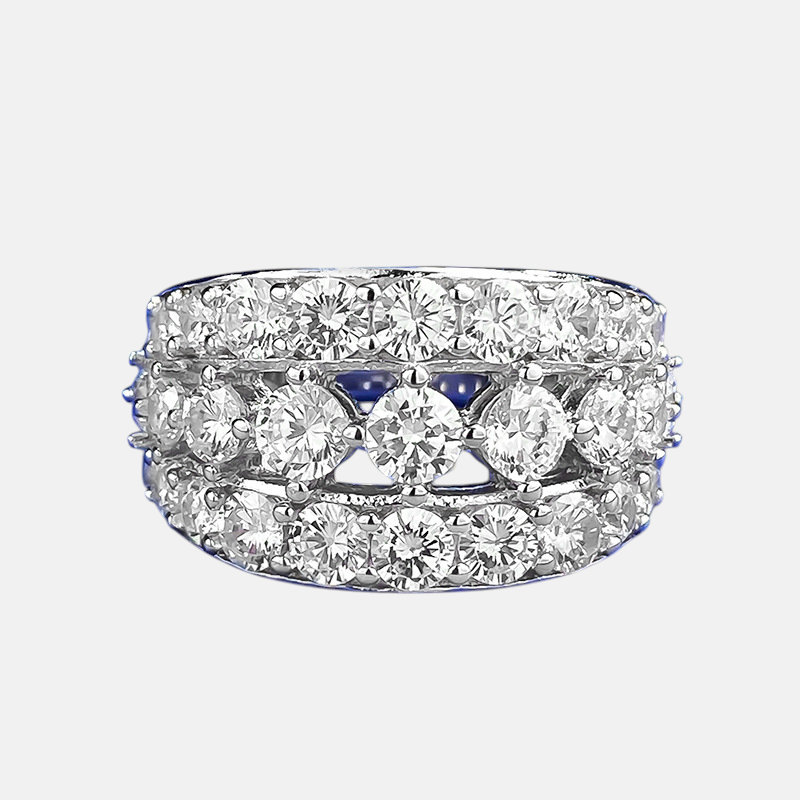 Moissanite Ring - Diamond Line Design in S925 Sterling Silver