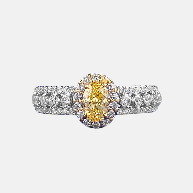 Yellow Sapphire Ring - Oval Solitaire in S925 Sterling Silver