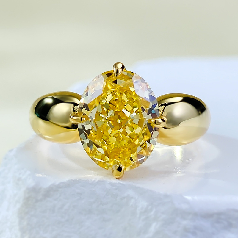 Yellow Sapphire Ring - Ice-Cut Design in S925 Sterling Silver