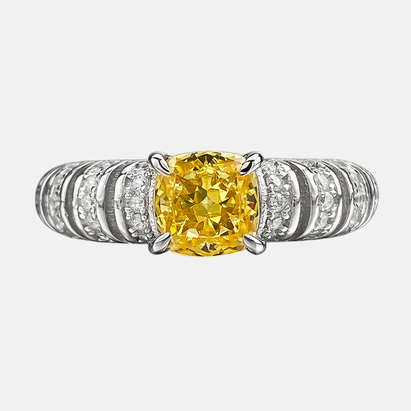 Yellow Sapphire Ring - Full Set Design in S925 Sterling Silver