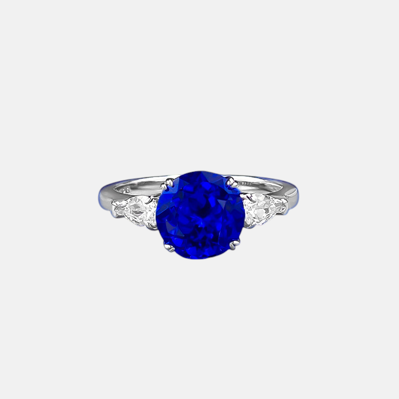Sapphire Ring - Blue Spinel Round Cut in S925 Sterling Silver